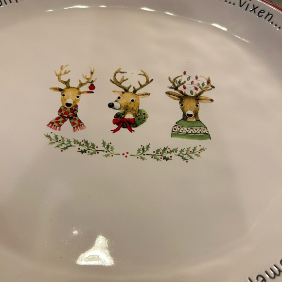 Rae Dunn SANTA’S REINDEER Christmas Platter Ceramic Donner Blitzen Comet NEW - Picture 2 of 4